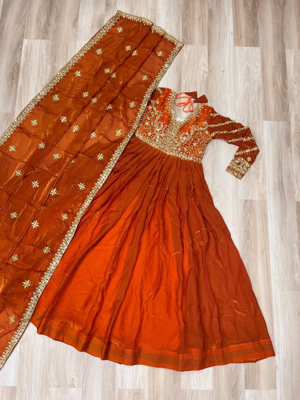 Premium Readymade Gown with Sequins & Zari Embroidery - FFLW-9234