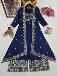 Newly Launched Premium INDOWESTERN PLAZO CHOLI & SHRUG SET