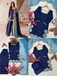 Beautiful Farshi salwar suit in deep blue color