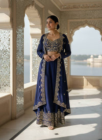 Newly Launched Premium INDOWESTERN PLAZO CHOLI & SHRUG SET