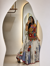 Fusion Style Navratri Kurti Lehenga with Gamthi Embroidery & Mirror Work