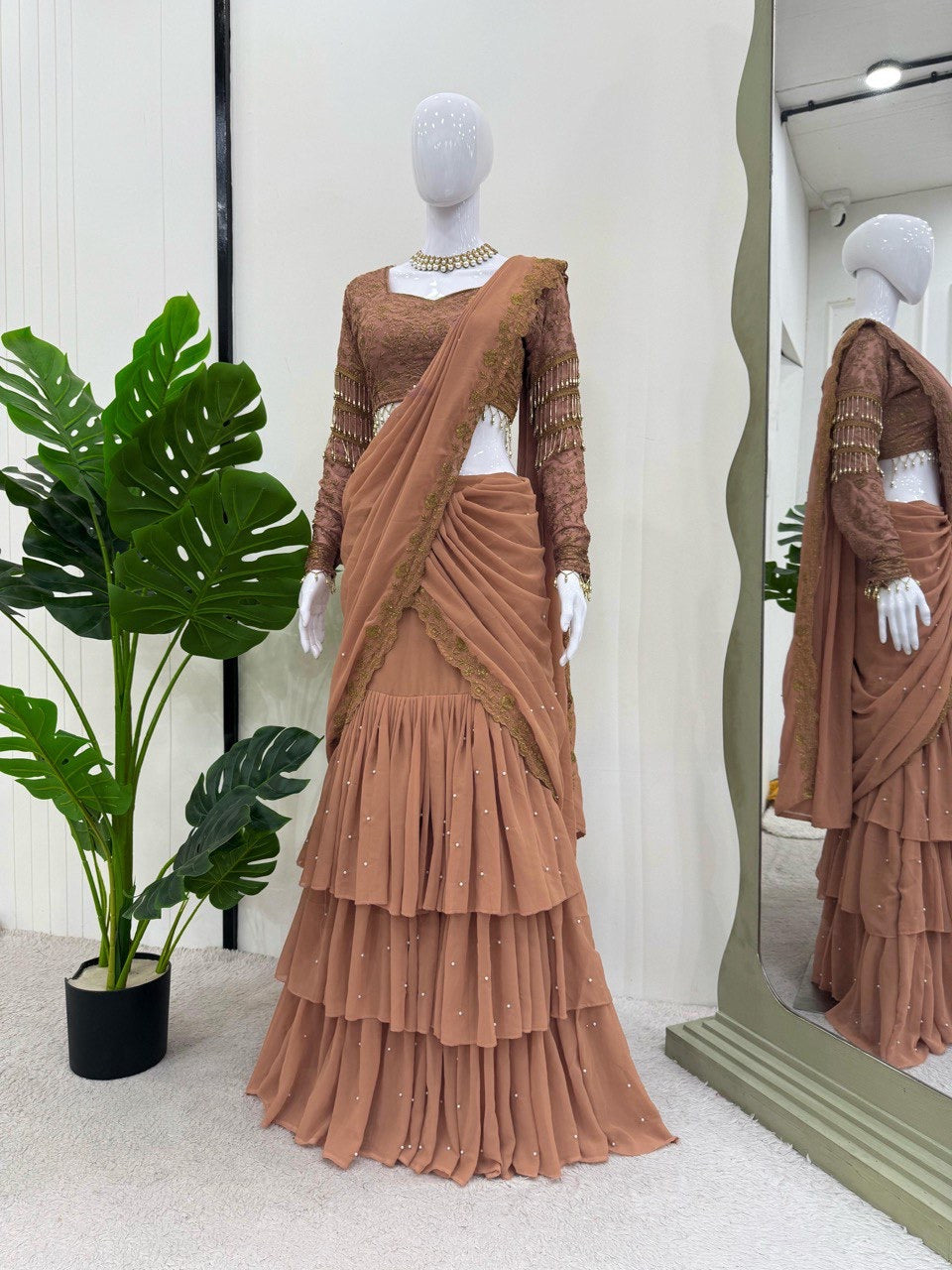 Ready To Wear Lehenga Saree with Thread & Sequence Work - Premium Quality