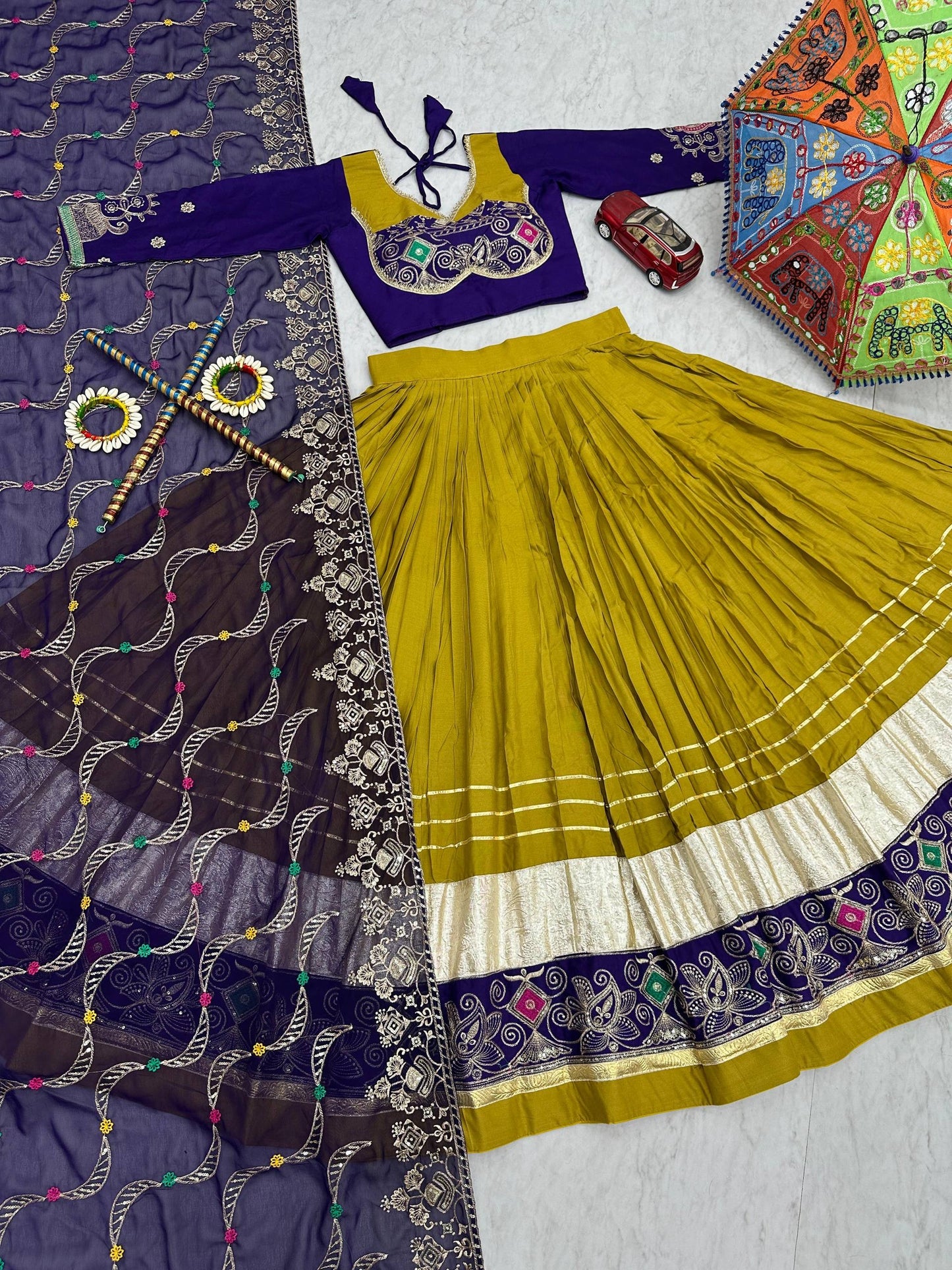 Navratri Special Pure Cotton Lehenga Choli with 6 Meter Big Flair - Real Modeling