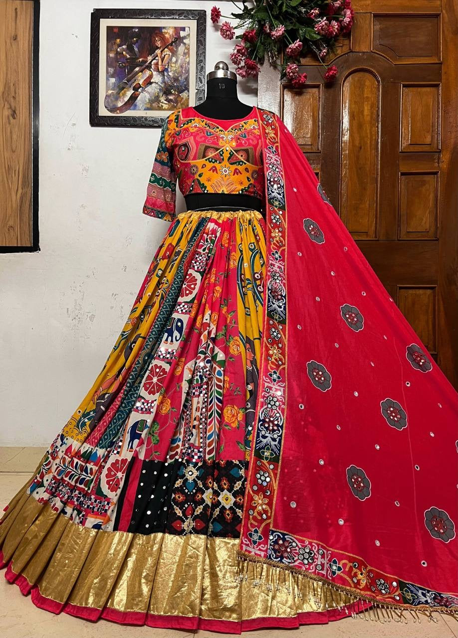 Navratri Special Designer Printed Lehenga Choli - Heavy Muslin Cotton - ALC-73