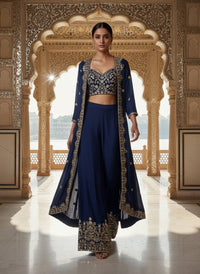 Newly Launched Premium INDOWESTERN PLAZO CHOLI & SHRUG SET