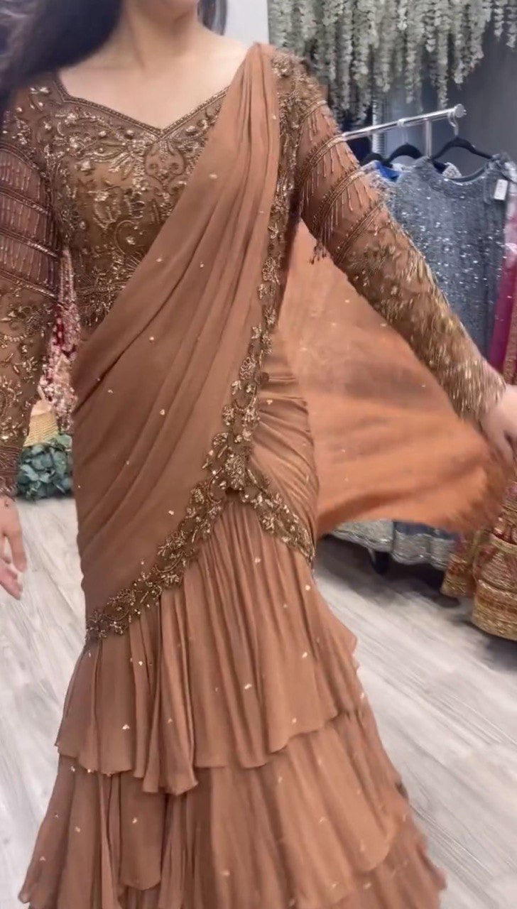 Ready To Wear Lehenga Saree with Thread & Sequence Work - Premium Quality