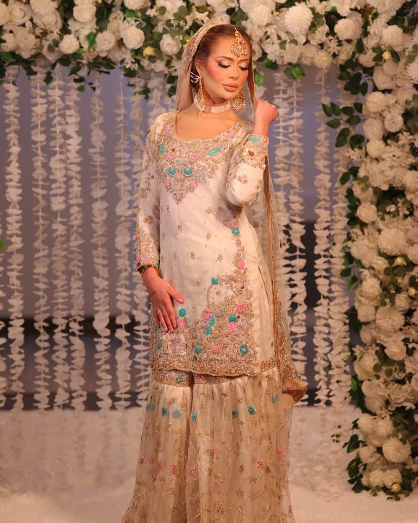 Elegant Georgette Kurti Sharara Set with Sequin Embroidery - LC 1348