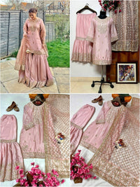 Beautiful baby pink color Sharara set with elegant Embroidery work