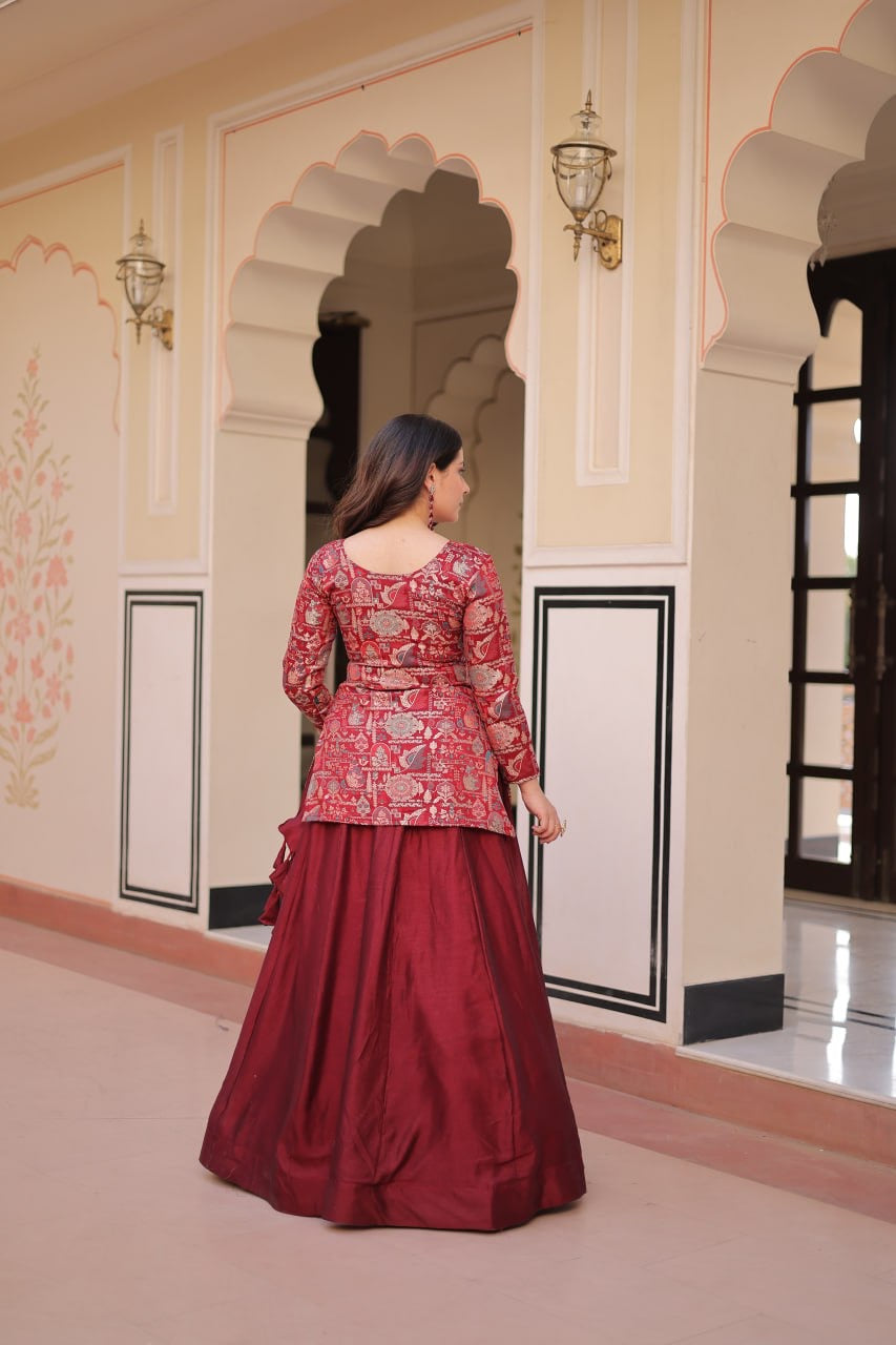 Premium Readymade Pure Simmer Vichitra Silk Lehenga Choli with Position Jacquard Blouse