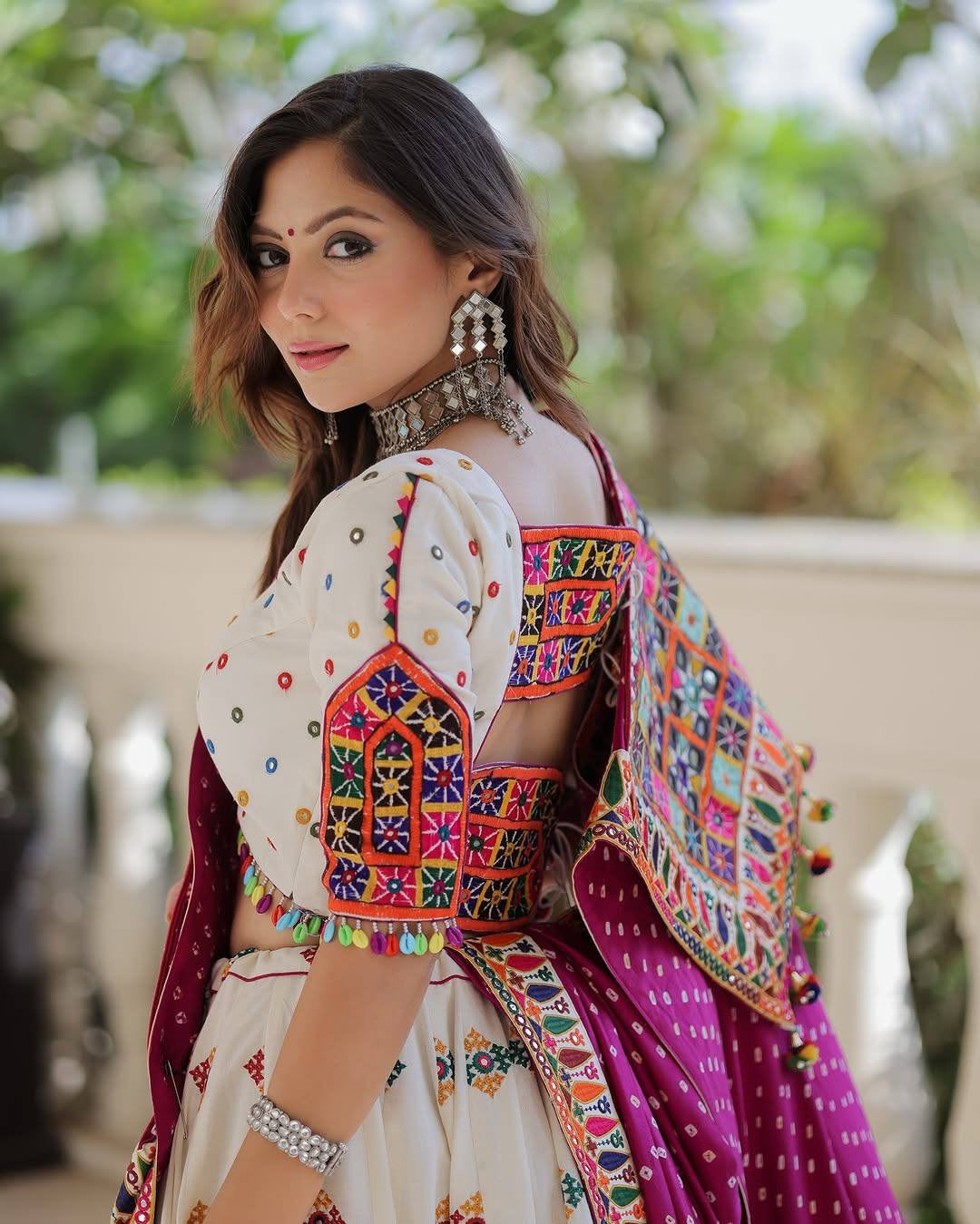 A-One Quality Heavy Muslin Cotton Navratri Special Lehenga Choli with Digital Print & Real Mirror Work - ALC 107