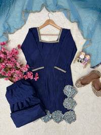 Beautiful Farshi salwar suit in deep blue color