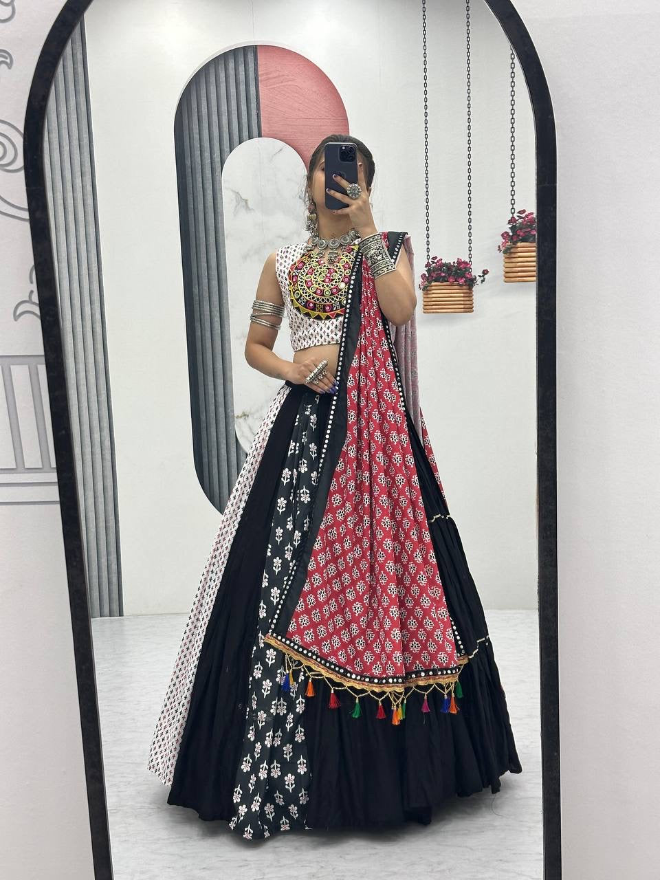Navratri Special Pure Cotton Lehenga Choli with 8 Meter Heavy Flair
