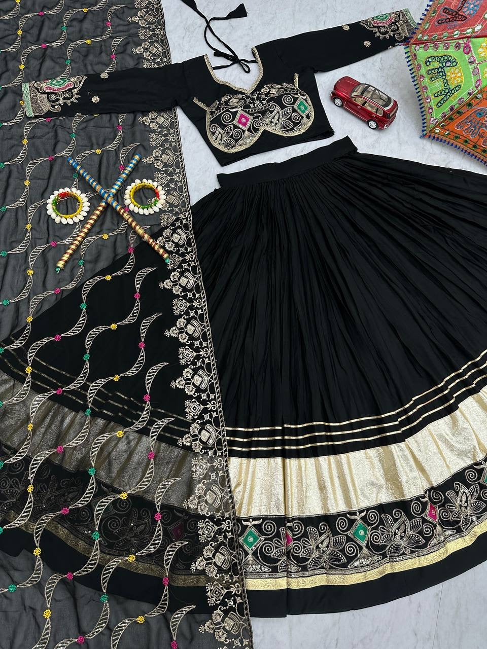 Navratri Special Pure Cotton Lehenga Choli with 6 Meter Big Flair - Real Modeling