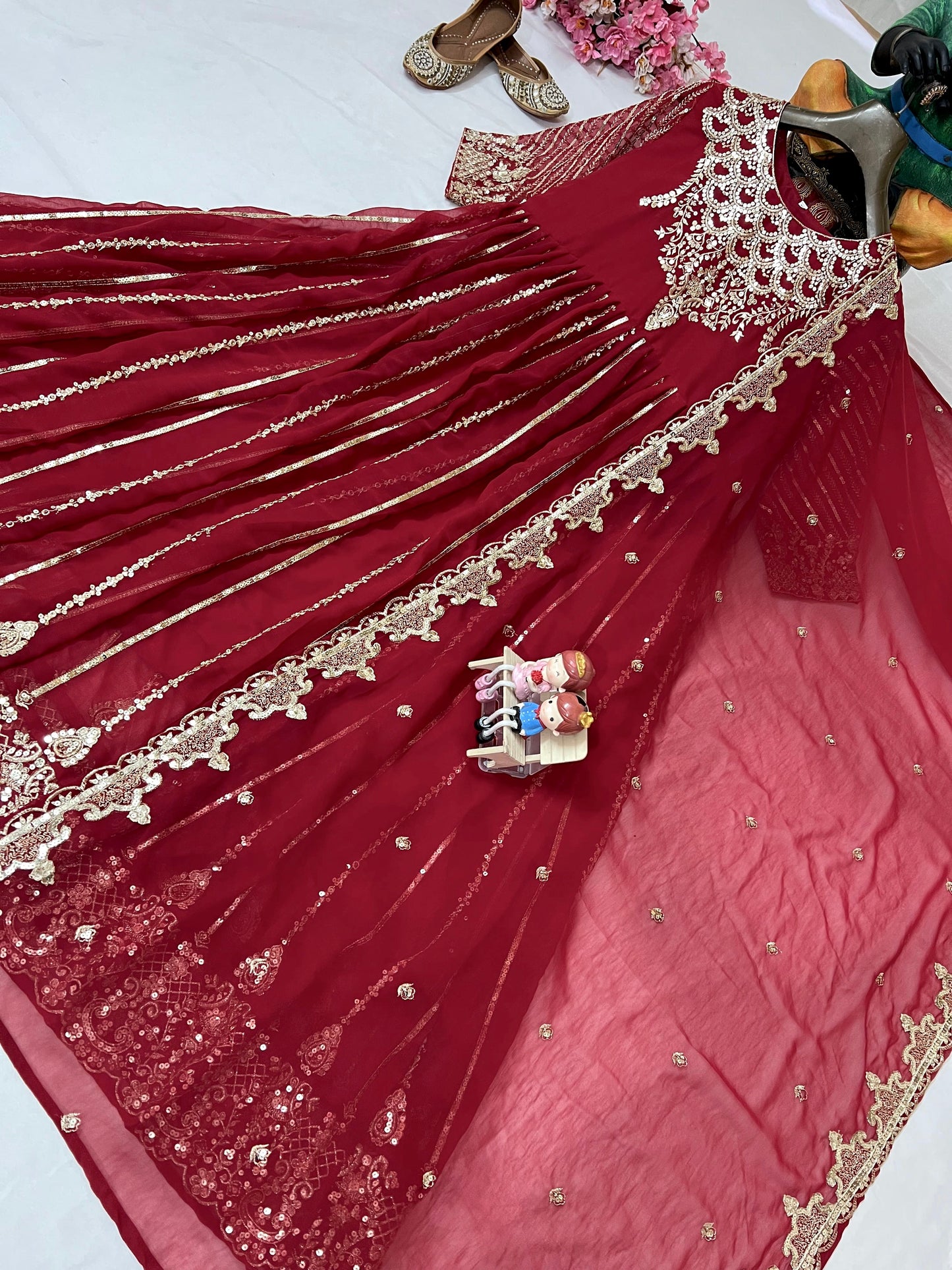 Designer Embroidered Anarkali Gown with Sequin Work - LC 1198
