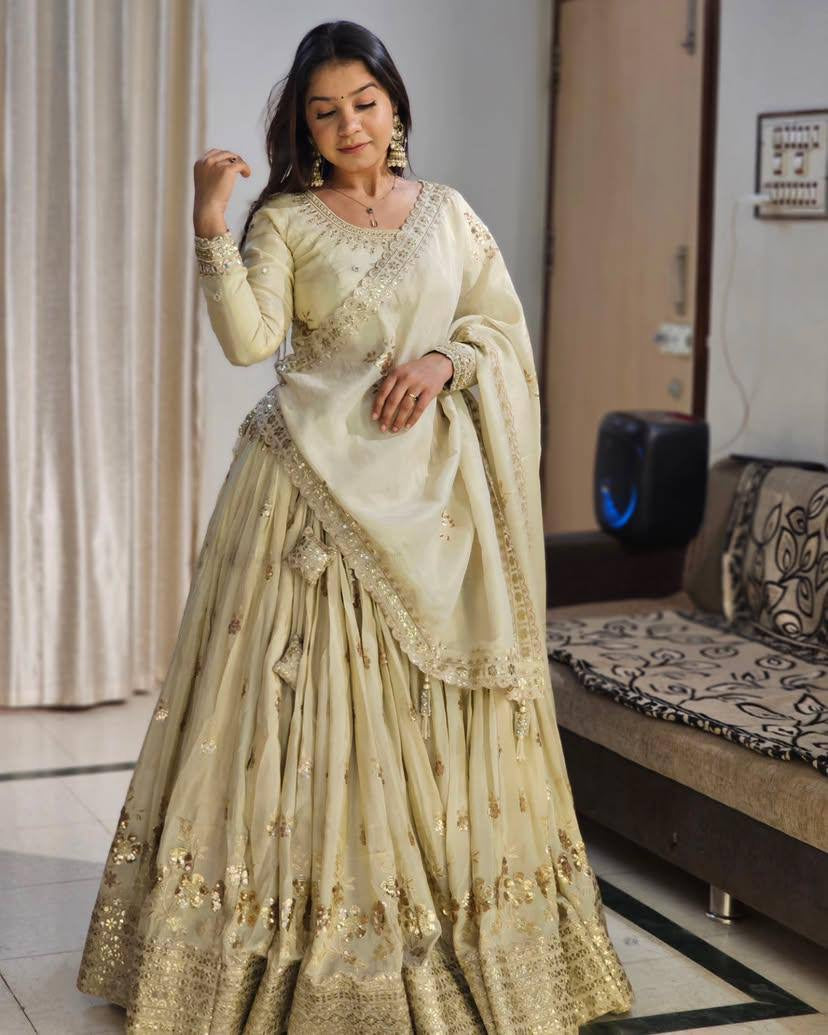 Party Wear Lehenga Choli with Chinon Silk & Sequin Embroidery - ALC 89
