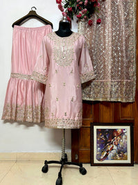 Beautiful baby pink color Sharara set with elegant Embroidery work