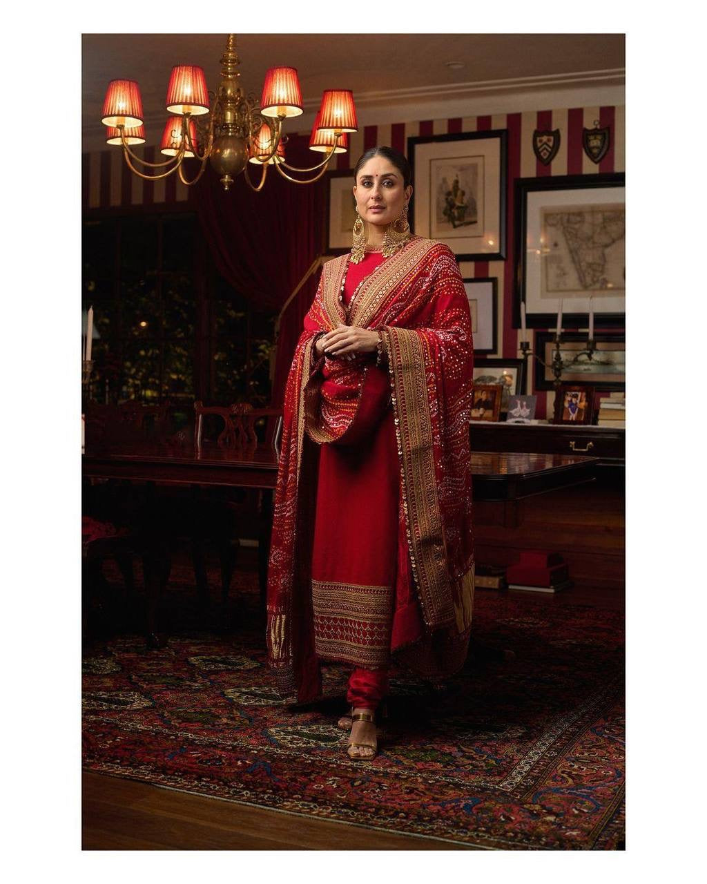 Premium Georgette Kurti-Pant Set with Sequins Work & Embroidered Dupatta