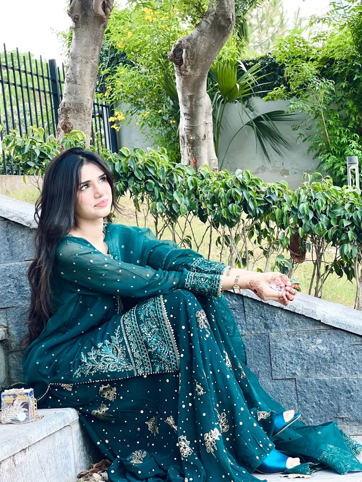 Designer Heavy Faux Georgette Top Palazzo & Dupatta Set with 3mm & 5mm Sequence Work