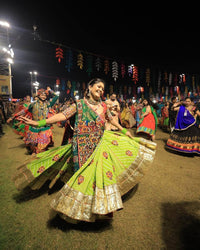 Real mirror work navratri/wedding special lehenga choli in maslin cotton fabric (4 mtr flair) with digital print all over