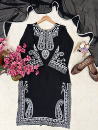 Summer Special Chicken work Kurti with Palazzo set in Pista & Black color