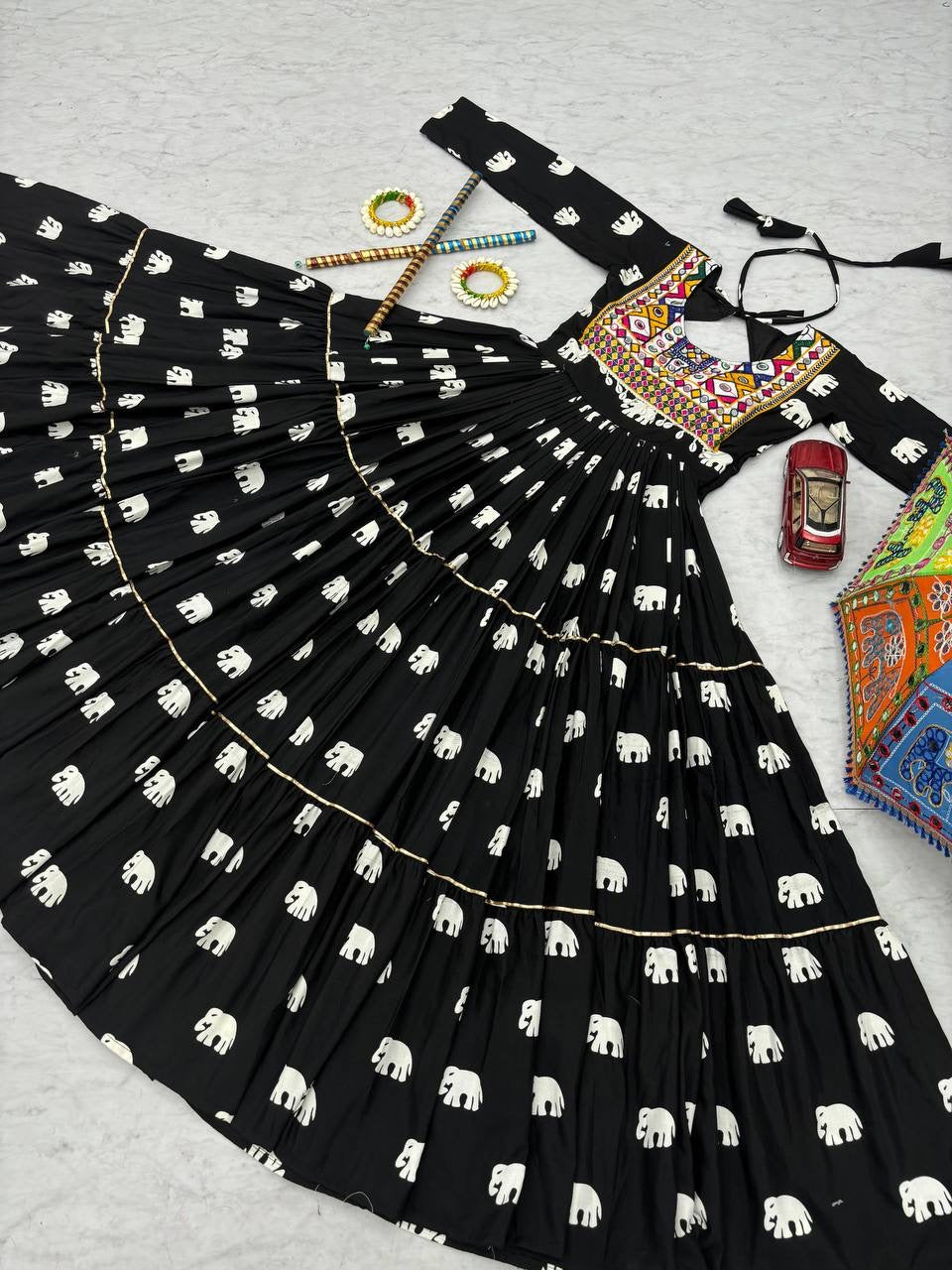 Navratri Special Pure Cotton Gown with 9 Meter Big Flair & Embroidery