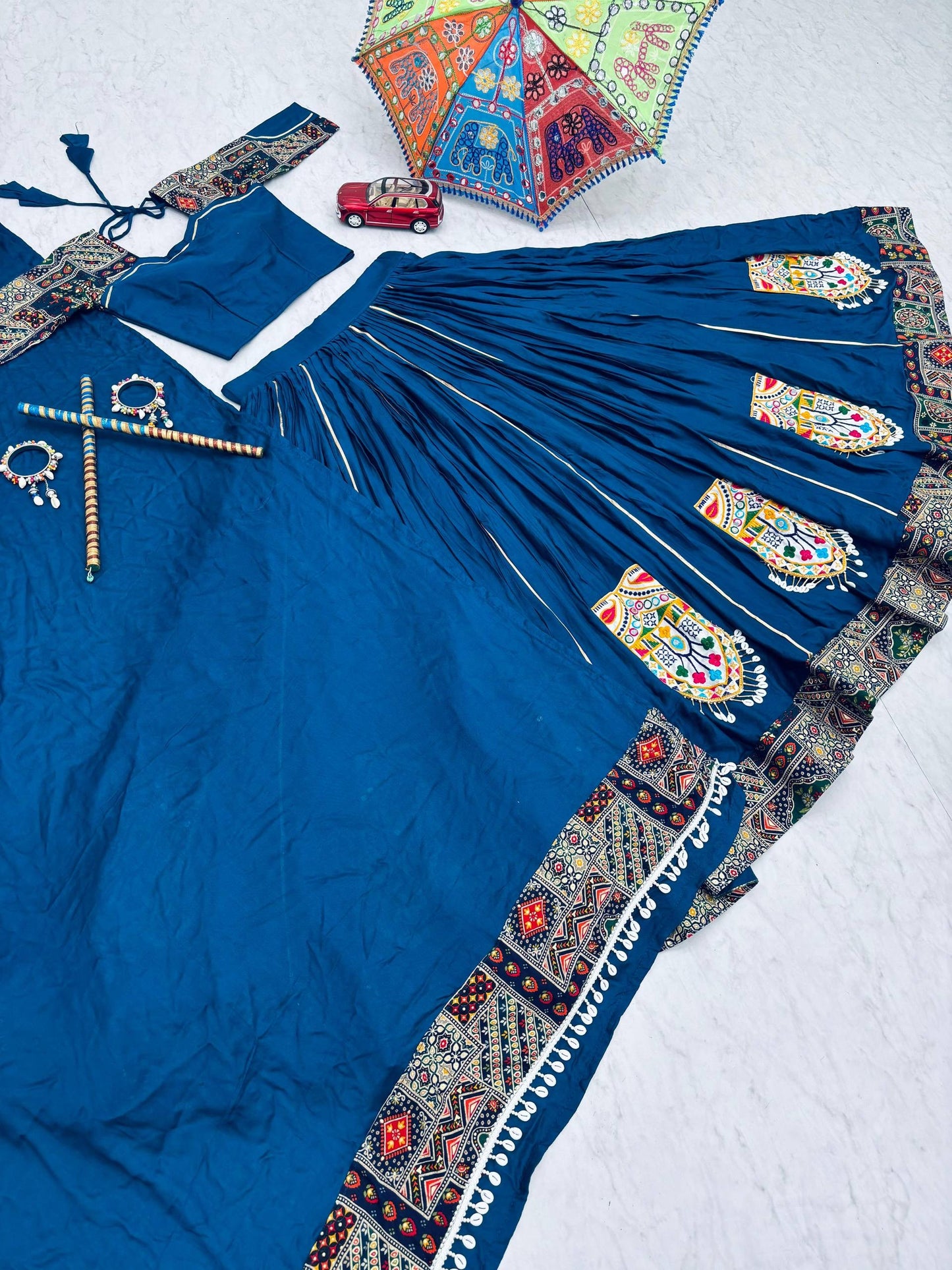 Navratri Special Pure Cotton Lehenga Choli with 6 Meter Big Flair & Gamathi Work