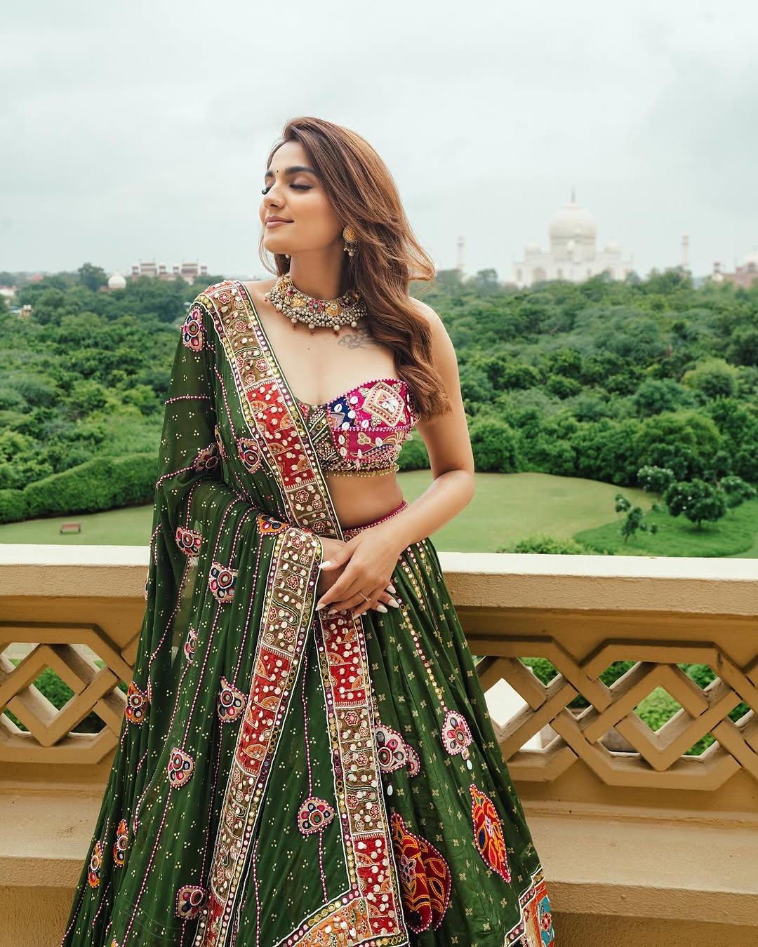 Navratri special Heavy Muslin Cotton Lehenga with Digital Print & Real Mirror Work - ALC 96