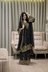 Designer Kurti-Palazzo set in premium moss tissue silk