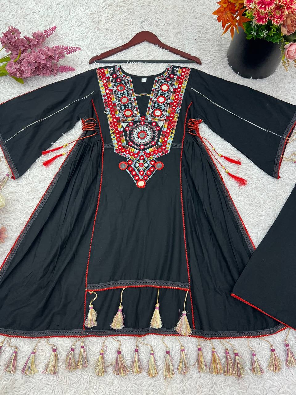 Premium Khadi Cotton Co-ord Set with Mirror Work - Rakhi Special - FFsrk 5286