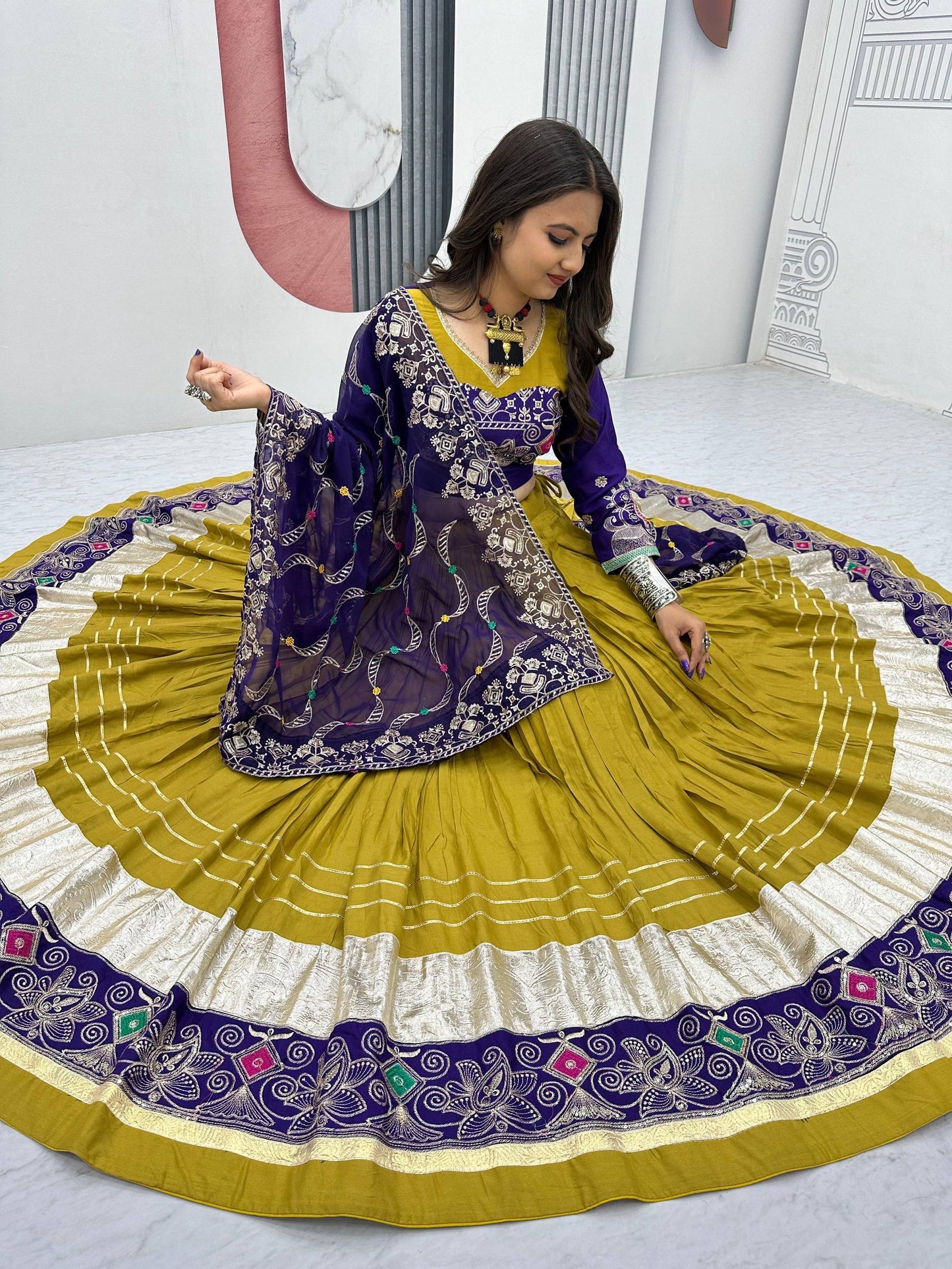 Navratri Special Pure Cotton Lehenga Choli with 6 Meter Big Flair - Real Modeling