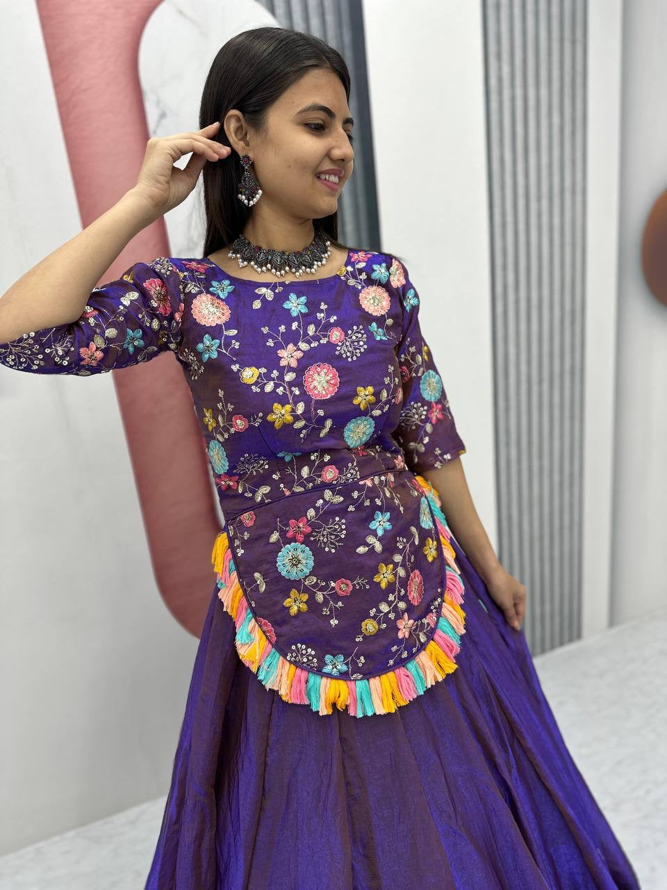 Festival Special Pure Fendy Crop Top & Lehenga Set with Heavy Thread & Sequence Work - FFPC 523