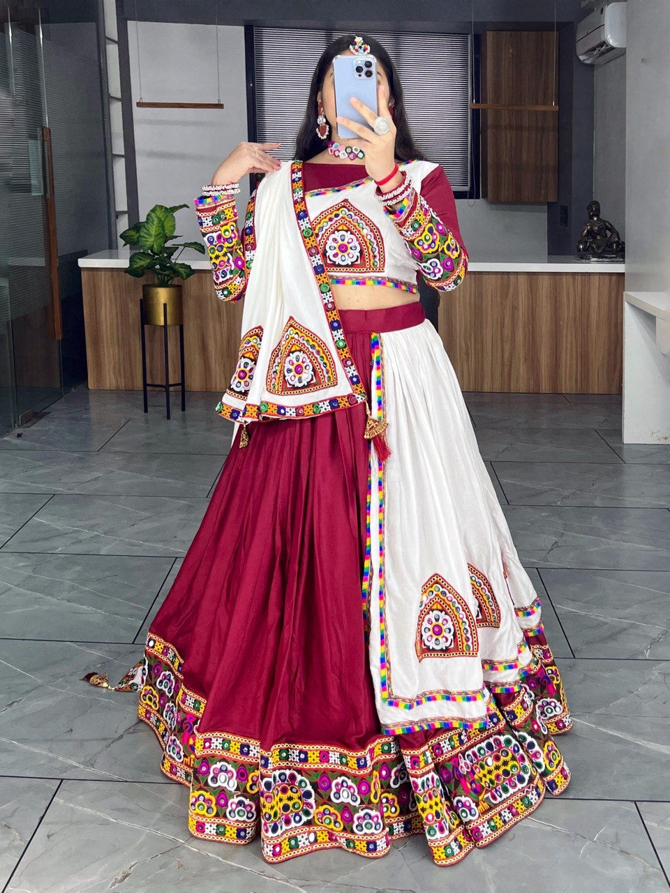 Premium Designer Rayon Cotton Lehenga Set with Gamathi Work - Navratri 2025 - FFgrtn 8050