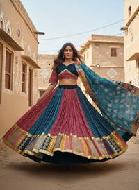 Designer traditional Navratri/Wedding special chaniya choli with real mirror work & Digital print