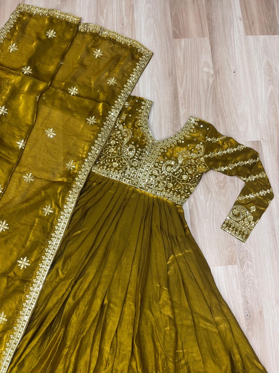 Premium Readymade Gown with Sequins & Zari Embroidery - FFLW-9234