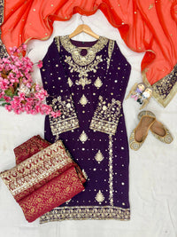 Designer & stylish Kurti with jacard plazzo set with elegant dupatta