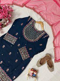 Beautiful contrast matching Farshi salwar suit set in premium french crepe silk