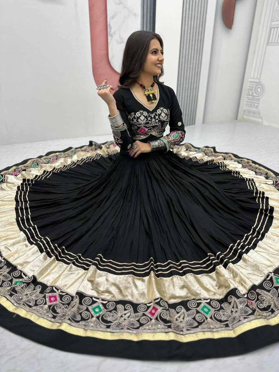 Navratri Special Pure Cotton Lehenga Choli with 6 Meter Big Flair - Real Modeling