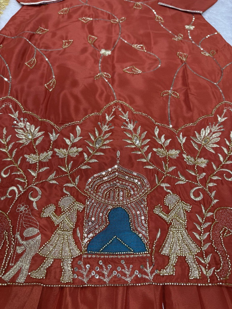 Natural Crepe Silk Indo Western Lehenga Set with Beads & Thread Work - FFRTC-5866
