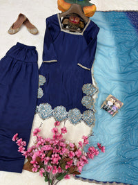 Beautiful Farshi salwar suit in deep blue color