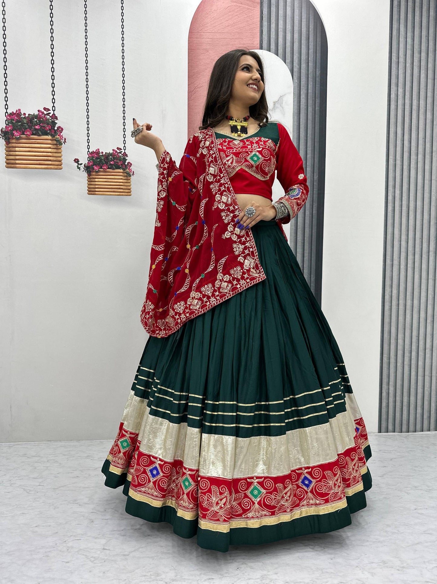 Navratri Special Pure Cotton Lehenga Choli with 6 Meter Big Flair - Real Modeling
