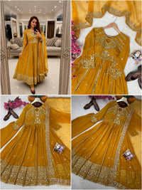 Raksha Bandhan Special Anarkali Gown | Soft Faux Georgette | Sequins & Zari Embroidery | 3 Colors