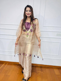 Designer 3-piece Co-ordset in premium organza silk.