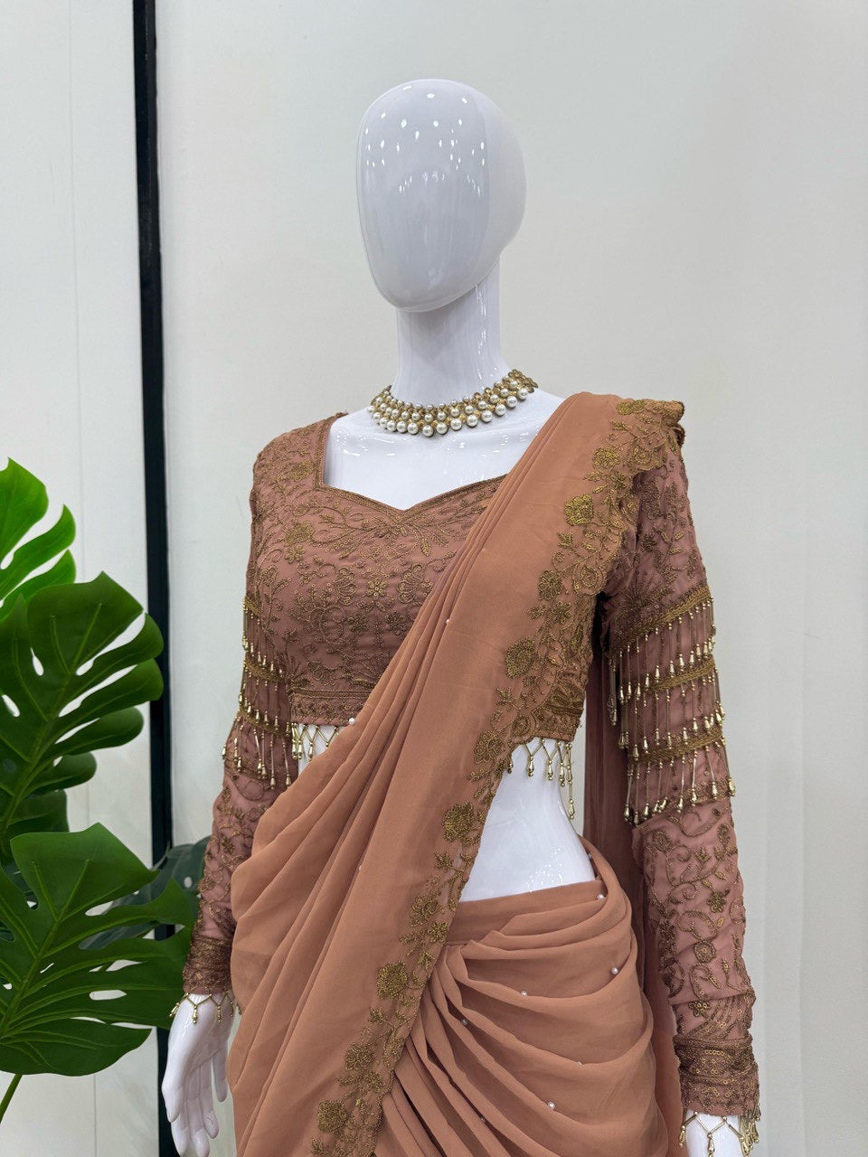 Ready To Wear Lehenga Saree with Thread & Sequence Work - Premium Quality