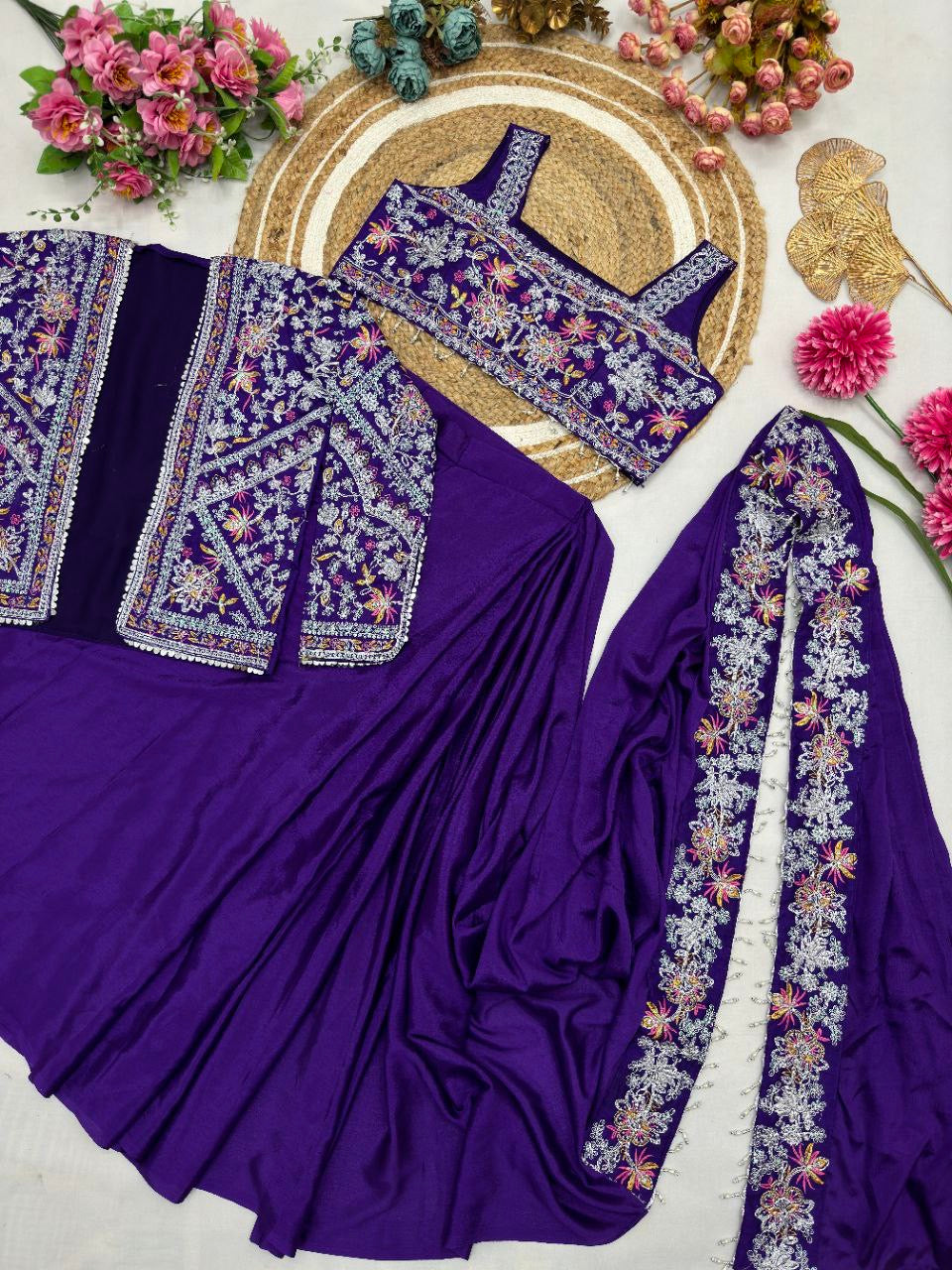 Ready To Wear Saree with Jacket - Heavy Chinon Silk - FFHV-9250