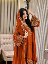 Designer Kurti-Palazzo set in premium moss tissue silk