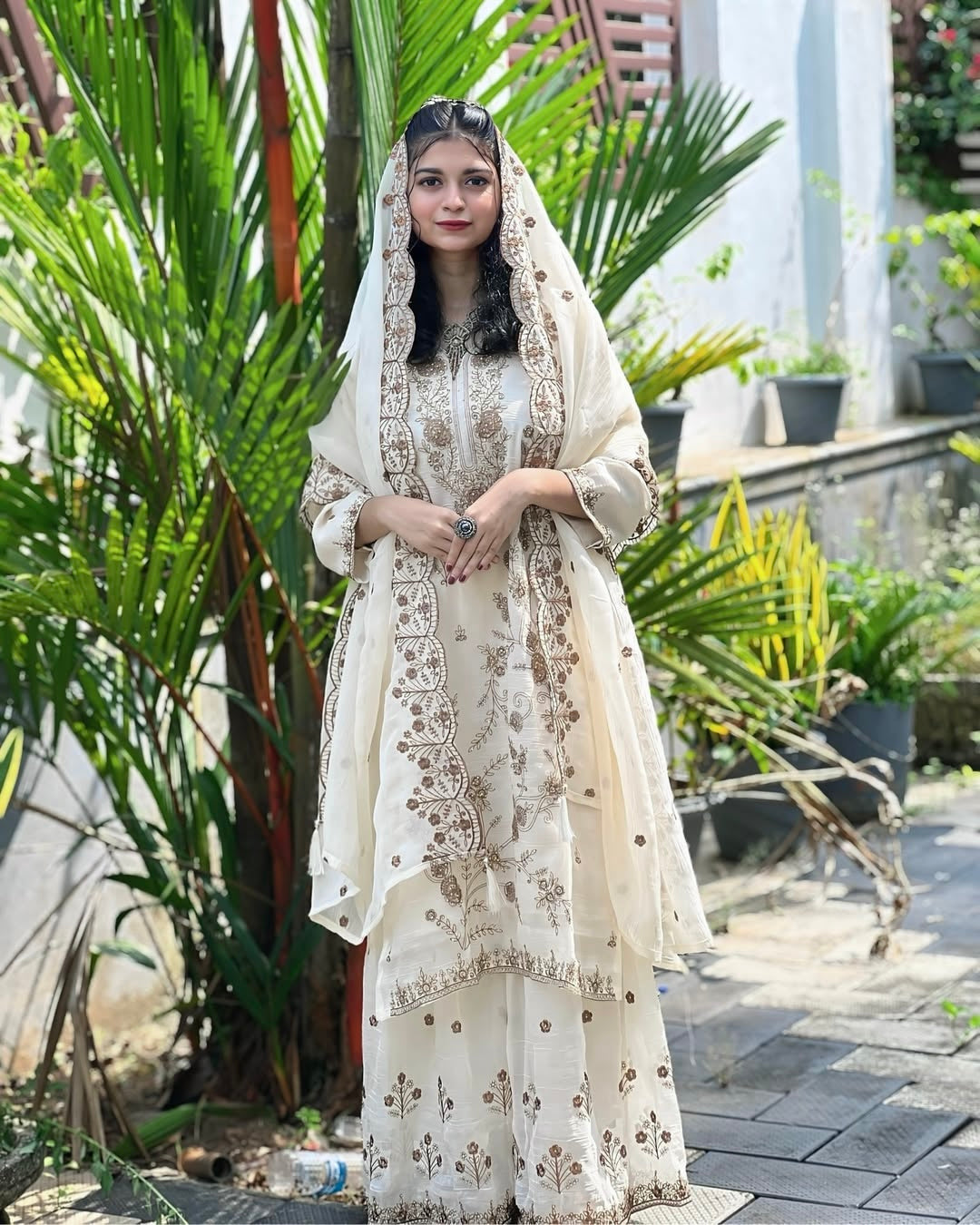 Luxurious Chinon Silk Kurti Sharara Set with Zari Embroidery - LC 1376
