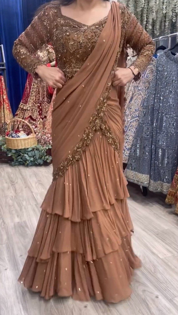 Ready To Wear Lehenga Saree with Thread & Sequence Work - Premium Quality