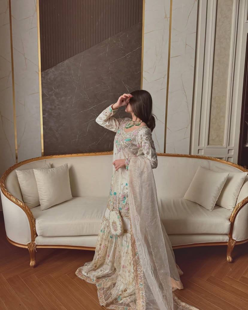 Elegant Georgette Kurti Sharara Set with Sequin Embroidery - LC 1348