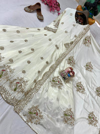 Stylish off-white color anarkali in premium chinon silk fabric