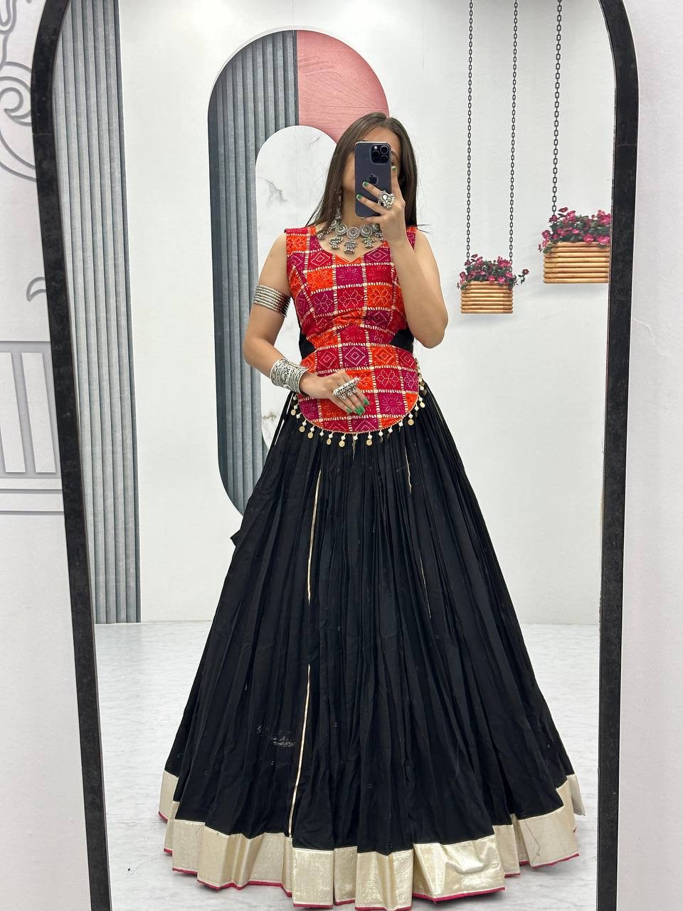 Navratri Special Pure Cotton Lehenga Choli with 6 Meter Heavy Flair & Foil Print